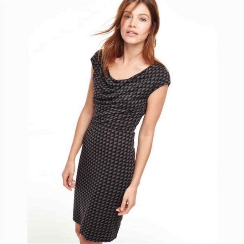 Boden Womens Geo Print Cowl Neck Short Sleeve Dress Size 10